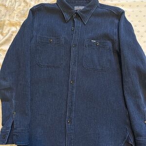 Iron Heart Men's Denim Button Down Waffle shirt